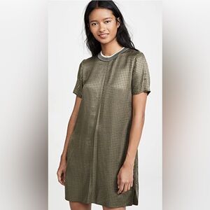 Rag & bone Ali Houndstooth T-shirt Dress In Olive Ali